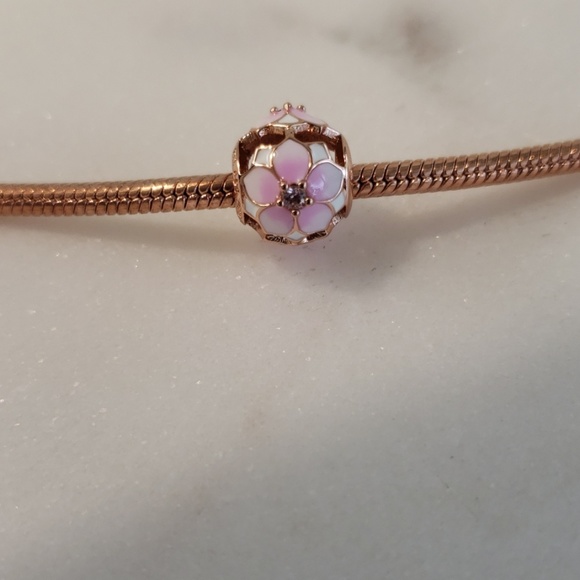 Openwork Pink Magnolia Flower Charm - Picture 5 of 5